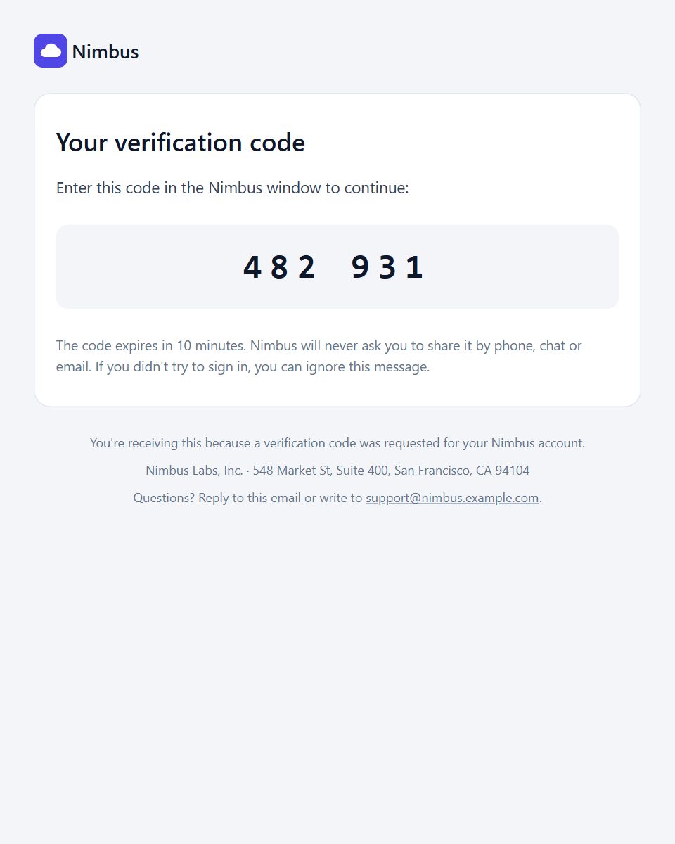 Login code (OTP) email