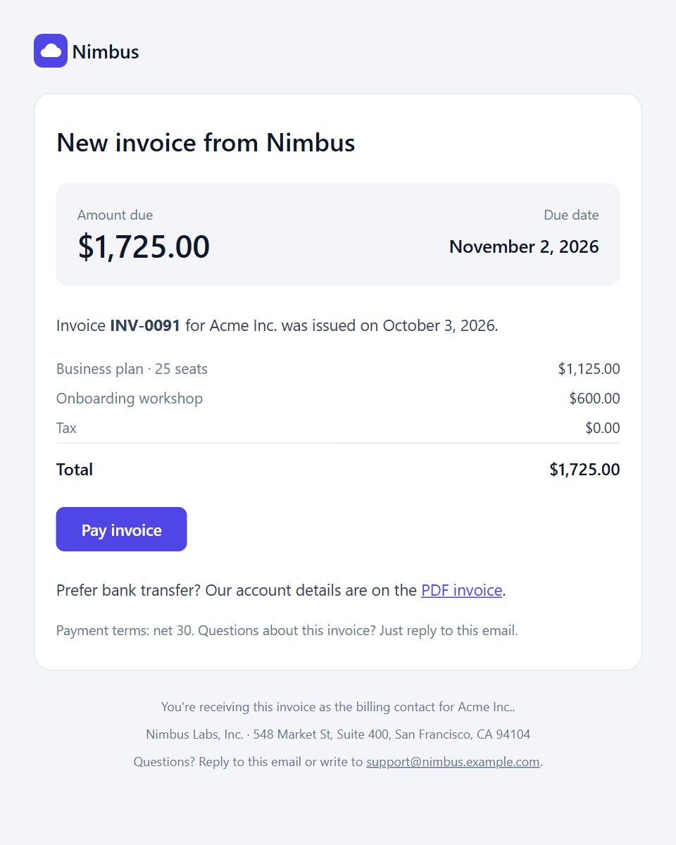 Invoice email